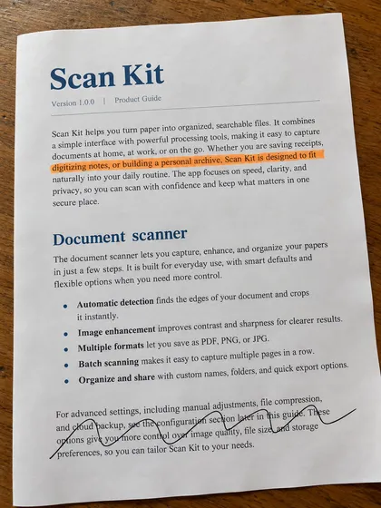 Example of a scanning problem: highlighter marks.