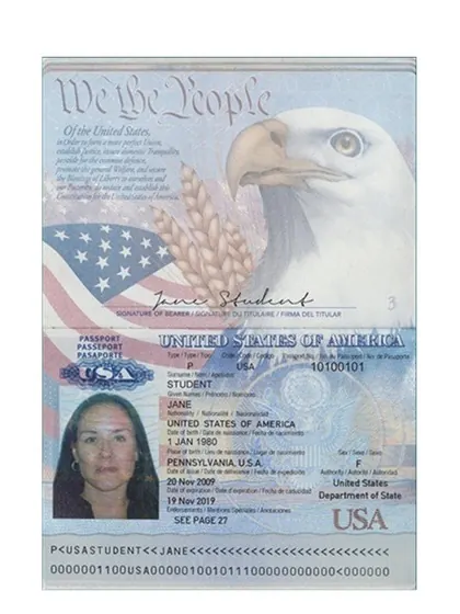 Example of a correctly scanned passport — correct scan.